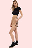 Kadın Mini Şort Yüksek Bel Lastikli Örme Kumaş Günlük ve Spor Hafta Sonu Dayanıklı Malzeme
