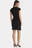 Vücudu Saran Finike Dokuma Elbise Kısa Kollu V Yaka Mini Boy Konforlu Kesim Rahat Ve Şık