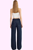Kadın Pamuklu Denim Pantolon; Geniş Paça Günlük Şıklık Hafta Sonu Yaz Aylarının Vazgeçilmezi