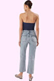 Kadın Denim Straight Jean Pantolon; Normal Bel Rahat Kalıp Günlük Stil Yaz Aylarının Vazgeçilmezi