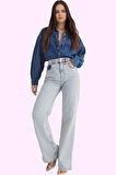 Kadın Denim Yüksek Bel Wide Leg Pantolon Pamuk Günlük Ve İş Hayatı Yaz Aylarının Vazgeçilmezi