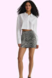Kadın Pamuklu Mini Etek Leopar Desenli Gabardin Dokuma Günlük Stil Yaz Aylarının Vazgeçilmezi