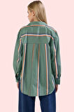 Kadın Çizgili Basic Gömlek Uzun Kol Pamuk Günlük ve İş Hayatına Uygun Yaz Aylarının Vazgeçilmezi