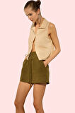 Kadın Keten Şort Geniş Paça Günlük Kombinler İçin Modern Tasarım Yaz Aylarının Vazgeçilmezi