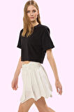 Kadın Mini Etek Asimetrik Kesim Crinkle Dokuma Yazlık Kombinler Yaz Aylarının Vazgeçilmezi