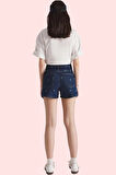 Kadın Yüksek Bel Boru Paça Denim Şort Pamuk Yaz Aylarının Vazgeçilmezi Rahat Günlük Kullanım