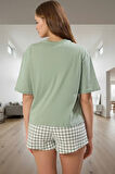 Kısa Kol Regular Kalıp %100 Pamuk Homewear Ayıcıklı Pijama Takımı Seçkin Malzeme Şık Görünüm