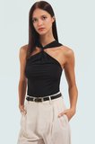 Basic Kolsuz Örme Bluz V Yaka Fitted Kalıp Günlük Kullanım Profesyonel Görünüm
