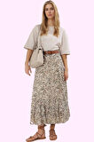 Kadın Şifon Maxi Etek Rahat Kalıp Animal Desenli Günlük Kombin Hafta Sonu Kaliteli Malzeme