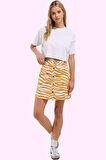 Kadın Pamuk Zebra Desenli Düğmeli Mini Etek Günlük Stil İçin Hafta Sonu Yaz Aylarının Vazgeçilmezi