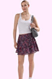 Kadın Astarlı Fırfırlı Şifon Mini Etek Desenli Günlük Kombin Hafta Sonu Yaz Aylarının Vazgeçilmezi