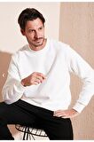 ERKEK PAMUKLU BİSİKLET YAKA ÜÇ İPLİK ŞARDONLU BASİC SWEAT