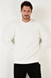 ERKEK PAMUKLU BİSİKLET YAKA ÜÇ İPLİK ŞARDONLU BASİC SWEAT