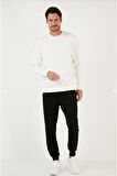 ERKEK PAMUKLU BİSİKLET YAKA ÜÇ İPLİK ŞARDONLU BASİC SWEAT