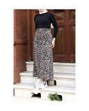 Viskon Penye Etek Siyah-Camel-1592