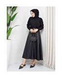 Mevlana Model Deri Etek Siyah-903