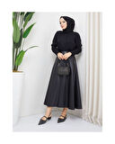 Mevlana Model Deri Etek Siyah-903