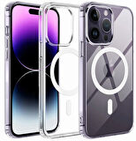 iPhone 14 Pro Kılıf Magsafe Özellikli Şeffaf Silikon Kılıf