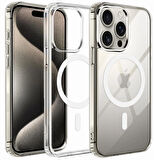 iPhone 15 Pro Max Kılıf Magsafe Özellikli Şeffaf Silikon Kılıf