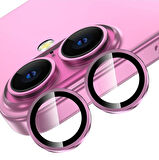 iPhone 16 / 16 Plus Kamera Lens Koruyucu ''Safir Cam & Kolay Kurulum'' (Pembe)