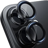 iPhone 16 / 16 Plus Kamera Lens Koruyucu ''Safir Cam & Kolay Kurulum'' (Siyah)