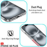 iPhone 16 Plus Kılıf Şeffaf Silikon / Kamera Korumalı / Şarj Yeri Tıpalı