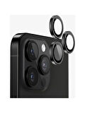 iPhone 16 Pro / 16 Pro Max Kamera Lens Koruyucu ''Safir Cam & Kolay Kurulum'' (Siyah)