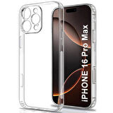 iPhone 16 Pro Max Kılıf Şeffaf Silikon / Kamera Korumalı / Şarj Yeri Tıpalı / 