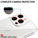iPhone 16 Pro Max Kılıf Şeffaf Silikon / Kamera Korumalı / Şarj Yeri Tıpalı / 
