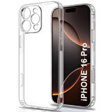 iPhone 16 Pro Şeffaf Silikon Kılıf / Kamera Korumalı / Şarj Yeri Tıpalı