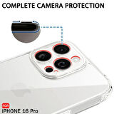 iPhone 16 Pro Şeffaf Silikon Kılıf / Kamera Korumalı / Şarj Yeri Tıpalı