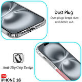 iPhone 16 Kılıf Şeffaf Silikon / Kamera Korumalı / Şarj Yeri Tıpalı