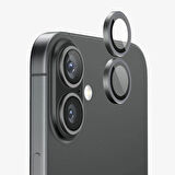 iPhone 17 Kamera Lens Koruyucu ''Safir Cam & Kolay Kurulum'' (Siyah)