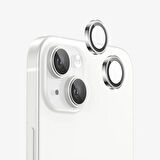 iPhone 15 / 15 Plus Kamera Lens Koruyucu ''Safir Cam & Kolay Kurulum'' (Beyaz)