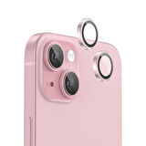 iPhone 15 / 15 Plus Kamera Lens Koruyucu ''Safir Cam & Kolay Kurulum'' (Pembe)