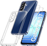 Samsung Galaxy A17 5G Şeffaf Silikon Kılıf / Cam Ekran Koruyucu Seti