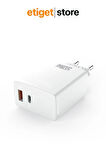 45W Hızlı Şarj Adaptörü – 2'si 1 Arada Başlık | USB & PD 3.0 Type-C Destekli