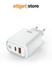 25W Hızlı Şarj Adaptörü – 2'si 1 Arada Başlık | USB & PD 3.0 Type-C Destekli