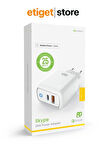 25W Hızlı Şarj Adaptörü – 2'si 1 Arada Başlık | USB & PD 3.0 Type-C Destekli