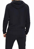 ETHAB-Erkek Fermuarlı Kapşonlu İçi Polarlı Sweatshirt Siyah Cepli Model
