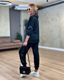 Kadın Uzun Kollu Kapüşonlu Oversize Sweat Ve Pantolon Ikili Takım