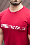 Erkek Kısa Kollu Nasa Baskı Basic Erkek T-shirt