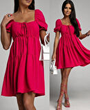 Kadın Aerobin Kumaş Büzgü Detaylı Fırsat ürün Mini Elbise