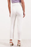 Beyaz Yüksek Bel Kumaş Pantolon 6650