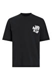 Erkek Baskılı Oversize T-shirt - Siyah