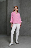 Kol Katlama Detaylı Pembe Gömlek