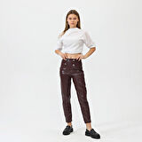 Düğmeli̇ Yan Fermuarli Deri̇ Pantolon