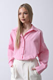 Geniş Manşet Detaylı Gömlek - Şeker Pembe