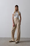 Beli Yarım Lastikli Palazzo Pantolon - Camel