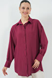 Çizgili Uzun Gömlek Tunik 5963 - Bordo